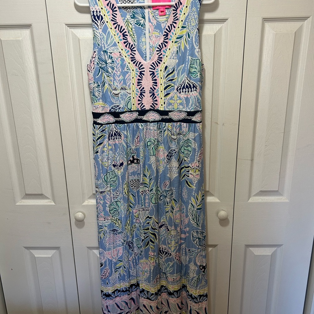 Lilly Pulitzer Blue and Pink Maxi Dress